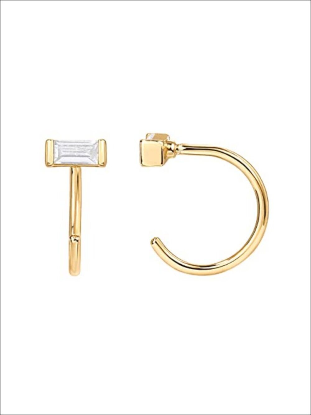 Small Half Hoop Earrings, 14K Gold Plated Backless Earrings for Women